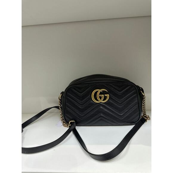 Gucci Handbags - Gucci GG Marmont Matelassé Leather Camera Bag - Black, Good Condition